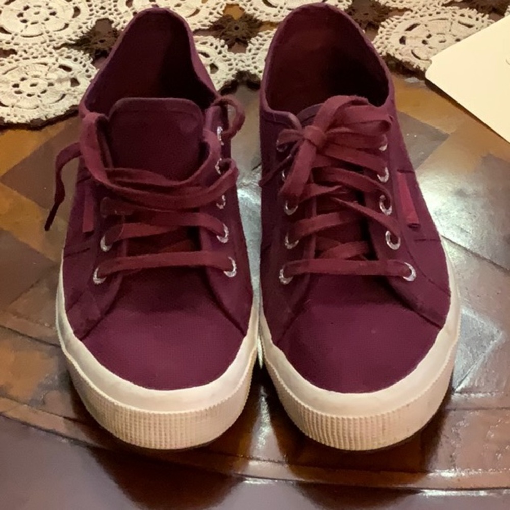 Women’s burgundy maroon size 7 1/2 sneakers by SUPERGA great use condition